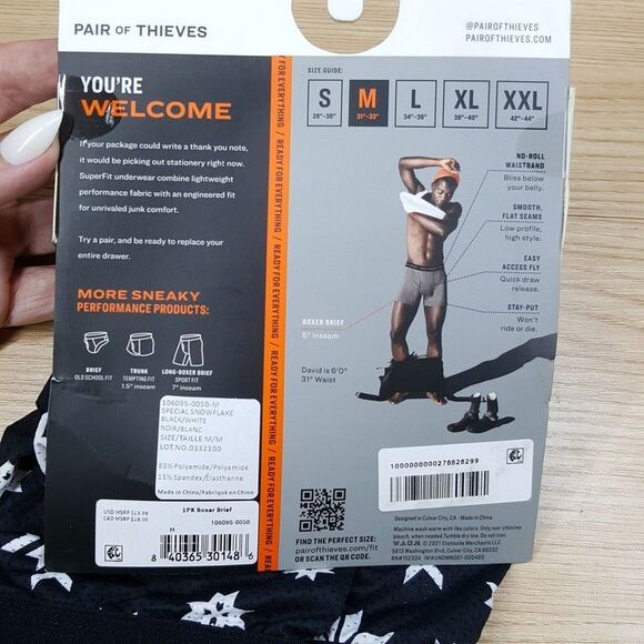 PAIR OF THIEVES Mens Boxer Briefs Medium Black Superfit Mesh Magic Stretch Star - Picture 2 of 3